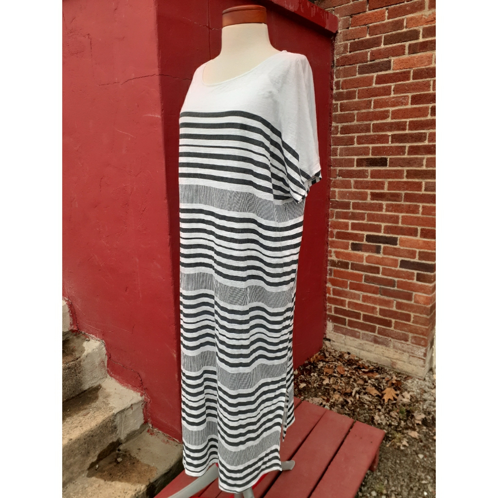 Ryllace Garnet Hill 100% Organic Linen Stripes Maxi Dress Plus 2x New — image 3 of 8